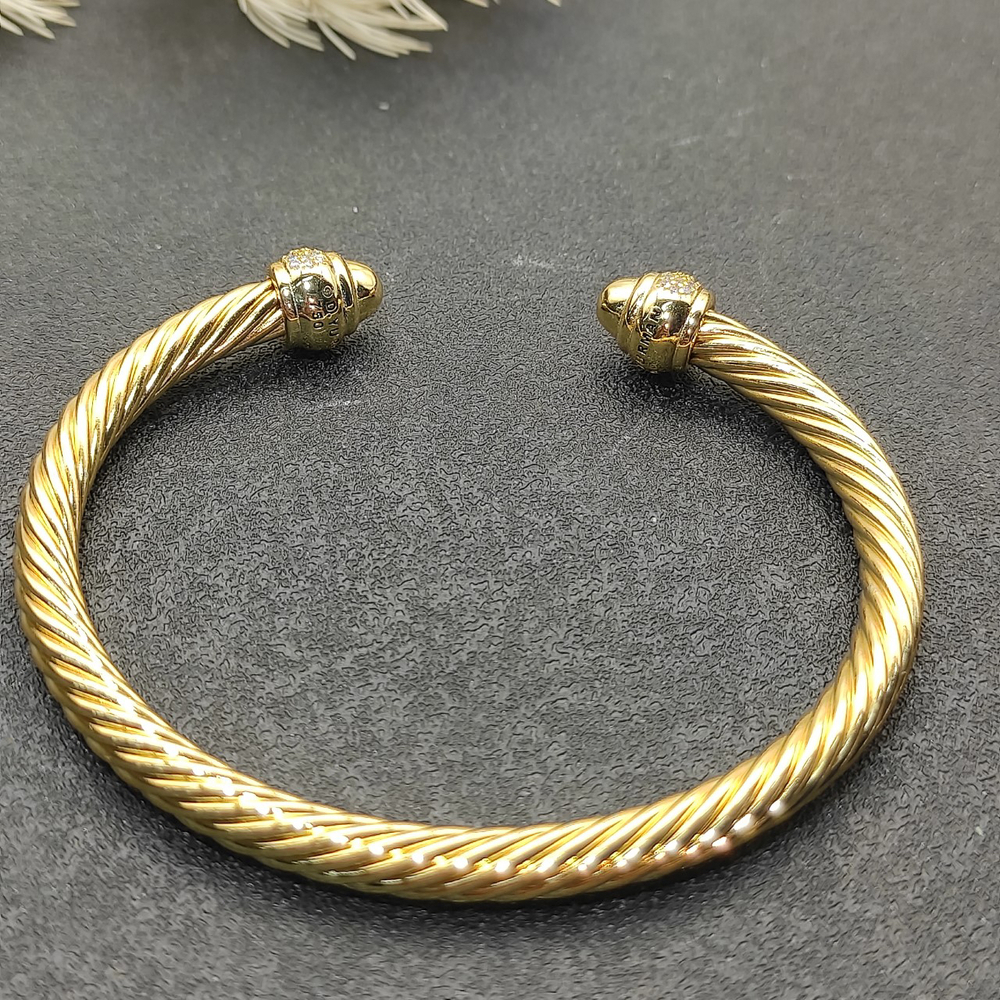David Yurman 5mm Gold Round Bracelet with Full Diamonds - Picture 5 of 9